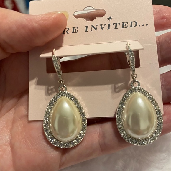 You’re Invited White Faux Pearl Drop Pierced Earrings - Picture 6 of 7